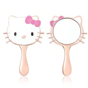 Cartoon Cute  Mirror Rose Gold 1 Piece Metal Handheld Cosmetic Mirror Portable Suitable For Holiday Gifts For Girls Rose Gold