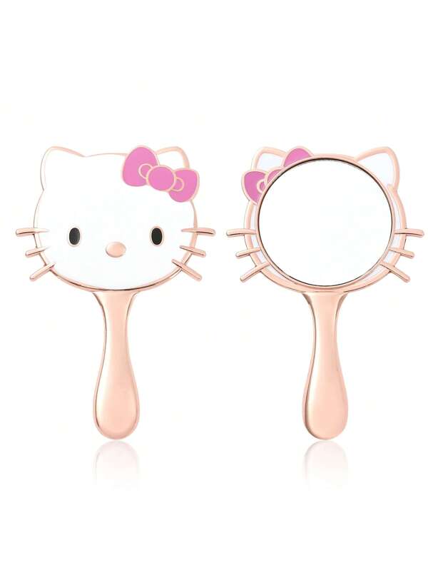 Cartoon Cute  Mirror Rose Gold 1 Piece Metal Handheld Cosmetic Mirror Portable Suitable For Holiday Gifts For Girls Rose Gold