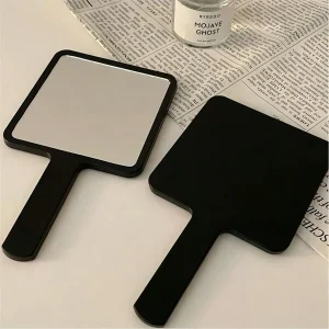 1pc Square Handheld Mirror Handle Makeup Mirror Advertising Small Mirror Portable Beauty Mirror Multicolor