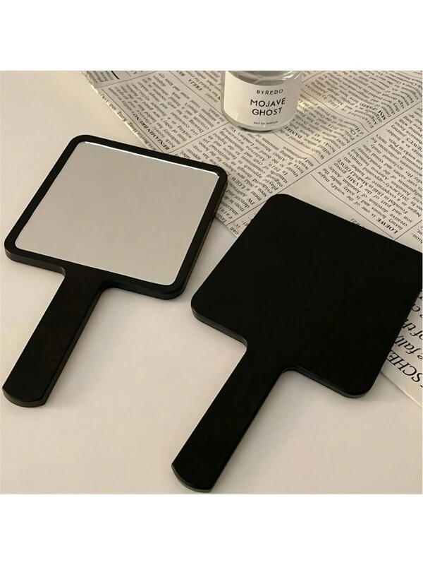 1pc Square Handheld Mirror Handle Makeup Mirror Advertising Small Mirror Portable Beauty Mirror Multicolor