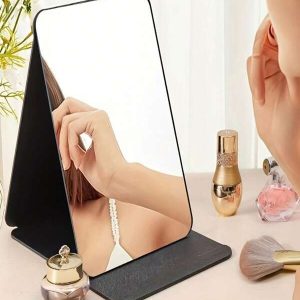 1pc Foldable Rectangular Makeup Mirror - Compact Tabletop Standing Design, Space-Saving For Travel, Vanity, Room Decor, Dorm And Beauty Gift - Perfect For Easy Makeup (Random Packaging And Shipping) Multicolor