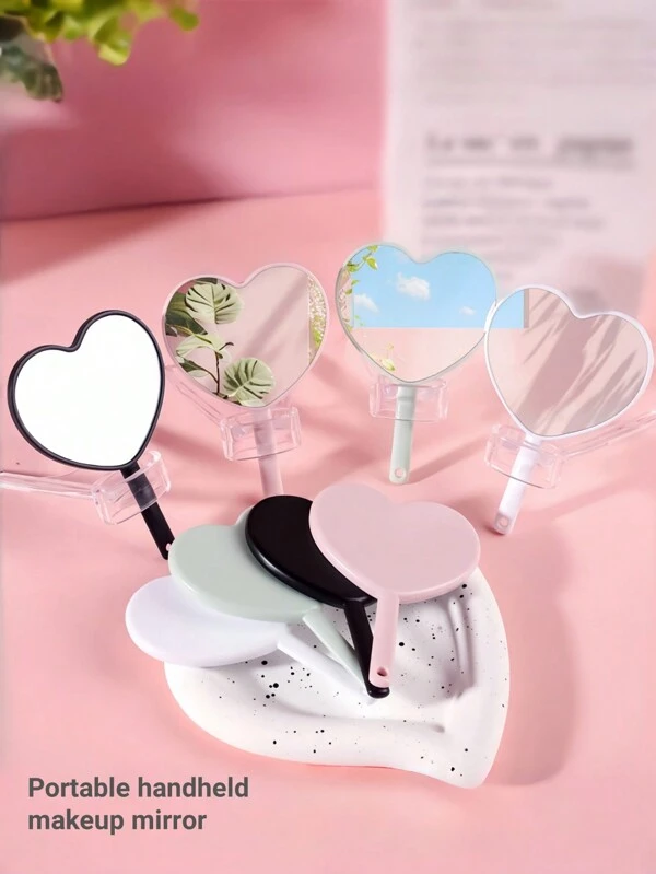 1pc Portable INS Style Mini Mirror, Compact Makeup Mirror, Mini Cosmetic Mirror, Handheld Makeup Mirror, Makeup Touch Up Mirror, Small Mirror For Daily Use, Cute & Fun Gift Multicolor