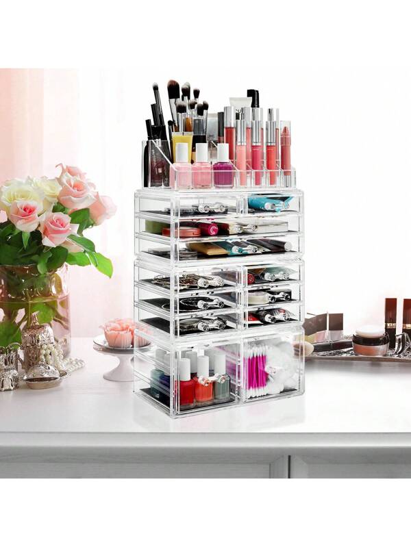 Large Cosmetic Makeup Organizer Jewelry Drawer Storage Box Acrylic Display Case 1