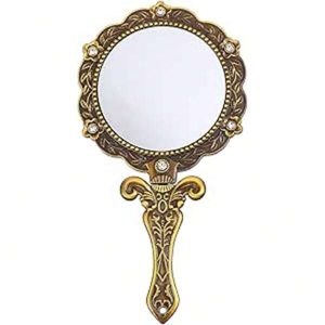 Vintage Hand Mirror Antique Handheld Mirror Antique Hand Mirrors With Handle For Face Makeup Cosmetic Mirror Gold