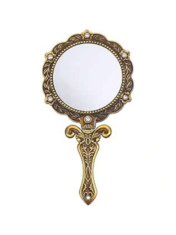 Vintage Hand Mirror Antique Handheld Mirror Antique Hand Mirrors With Handle For Face Makeup Cosmetic Mirror Gold