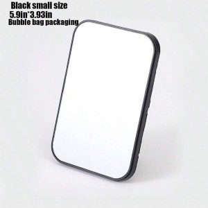 1pc Foldable Square Vanity Makeup Mirror, Mini Portable Compact Mirror Black